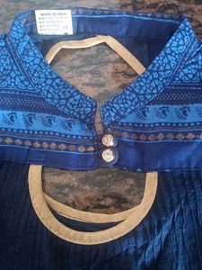 NEW Indigo Blue Printed Sleeveless Kurti/Gown