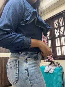 Dark Blue Ruffle Top