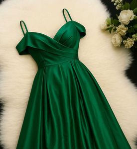 Emerald Green Satin Gown