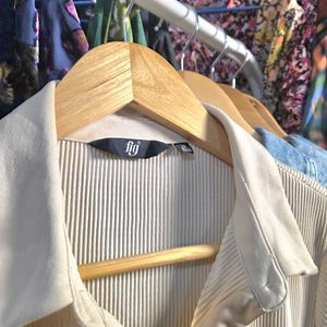 Ribbed Button-Down Top
