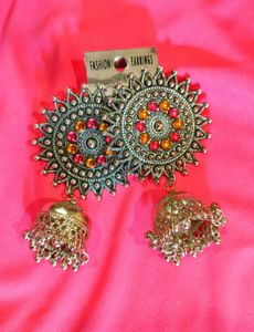 Beautiful Pink 🩷 And Yellow 💛 Jhumkas