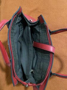Red Tote Bag With Pouch
