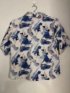Blue Camo Crochet Pocket Shirt