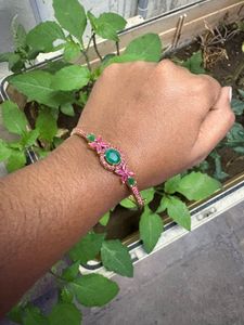 Emerald & Pink Stone Bracelet