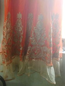 Orange Embroidered anarkali gown