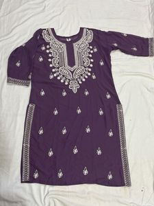 Purple Embroidered Kurti
