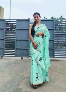 Fabric Applique Work Handmade Mekhela Sador