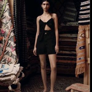 Zara Black Tie-Front Bodysuit