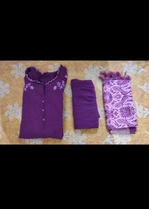 Floral cut neck design kurta set