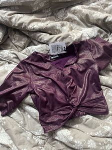 Purple metallic Front Knot Top