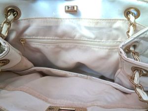Elegant White Handbag with gold plated locket