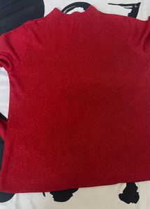 Vintage Red Embellished Top