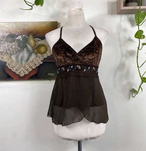 Brown Velvet Halter Top