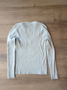 Grey Ribbed V Neck Sweater