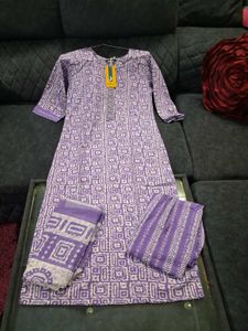 Purple Printed Kurta Set