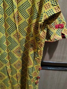 Yellow Printed Kurta