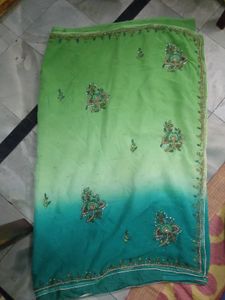 Green Ombre Beaded Saree