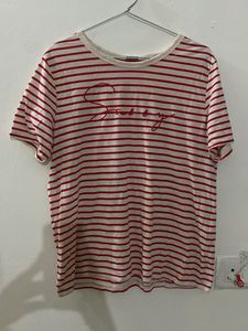 Only White & Red Striped T-shirt