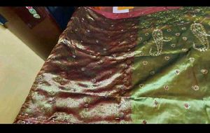 Olive Green Embroidery Work Saree