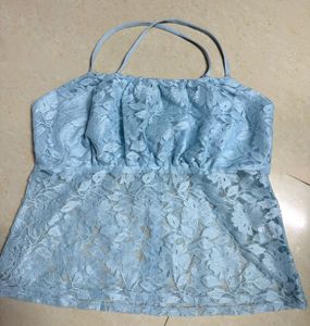 blue mesh korean top
