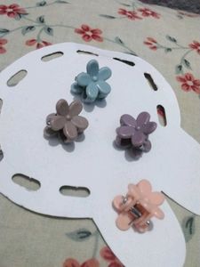 Flower Hair Clips - Set of 4 small mini cute