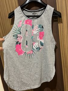 Gray Floral Tank Top