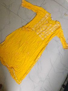 Yellow Embroidered Kurta