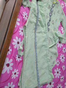 Foil Printed Light Green Kurta And Plazzo Set
