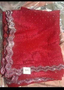 Red Beaded Saree