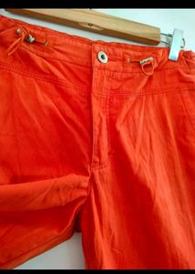 Orange Wide Leg Cargo Pants