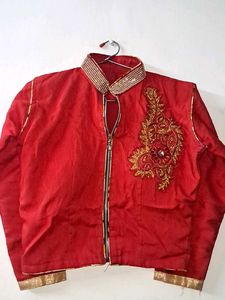 Red Embroidered Party Jacket