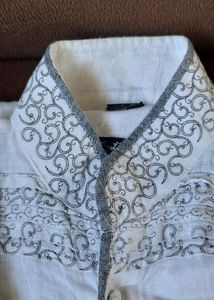 White Embroderied Short Kurta For Boy