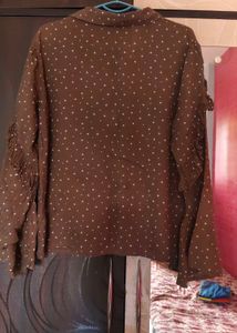 Denim Ruffle Collar Shirt &amp; Mendi colour Western s