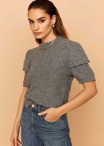 🎀BUY1 GET1 FREE Gray Knit Short Sleeve Top C