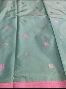 New Green &amp; Pink Semi Kanchi Saree