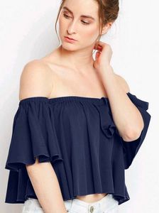 Chic Navy Off-Shoulder Top