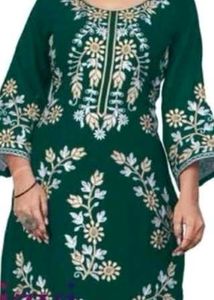 Embroidered Green Kurta
