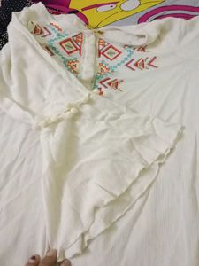 Off White Embroidered Tunic