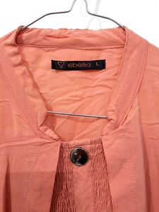 Peach Button-Down Ribbed Top