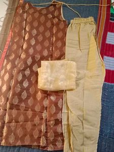 Elegant Brown &amp; Gold Salwar Suit