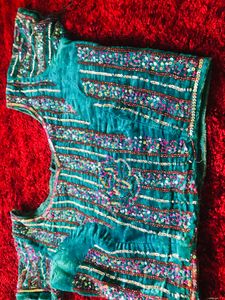 Velvet seekence full work lahanga blouse