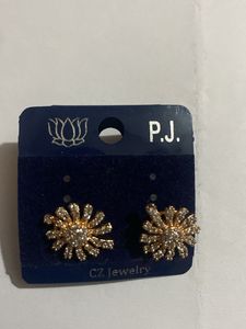A.D White Stone Gold plated studs