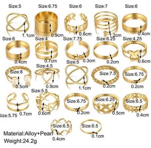 Gold Ring Set - 20 Pieces