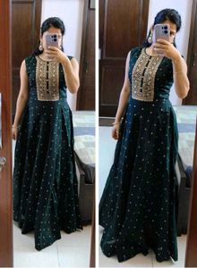 Women Green Partywear Zari Embroidery Suit Set