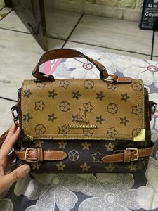 Brown & Tan Patterned Satchel