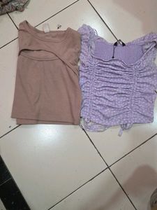 Cute Lavender Polka Dot Crop Top