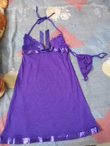 Purple Lace Babydoll Lingerie Set