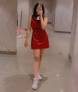 Red Satin Dress