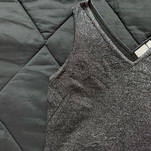 Silver Metallic V-Neck Tank Top