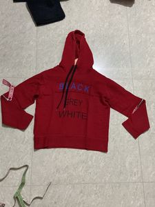 Red Full Slive Crop Top With Cap